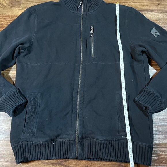 Calvin Klein Zip Up Sweater Black Long Sleeve Mock Neck Cotton Mens Size XL - Picture 5 of 8
